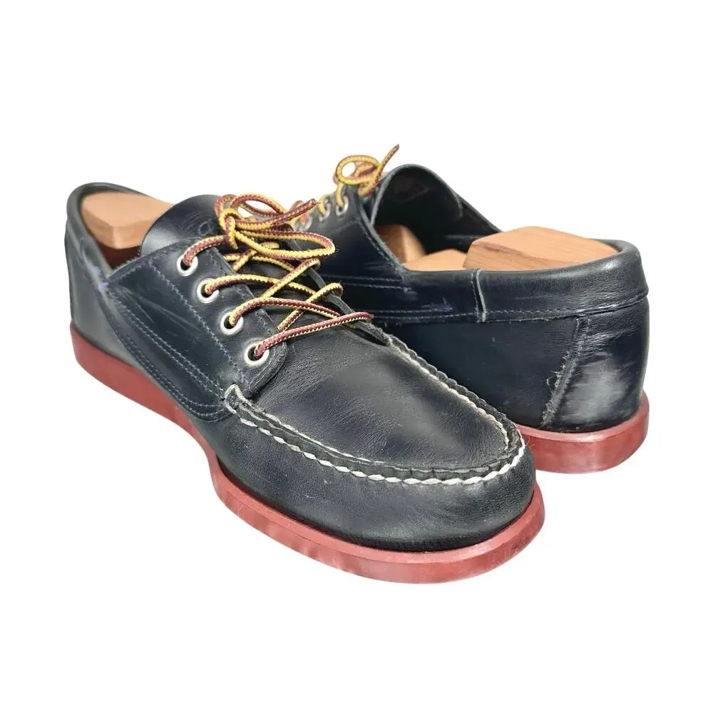 Sebago | Men | Campsides Black Smooth Leather Casual Boat Shoes | Size 8